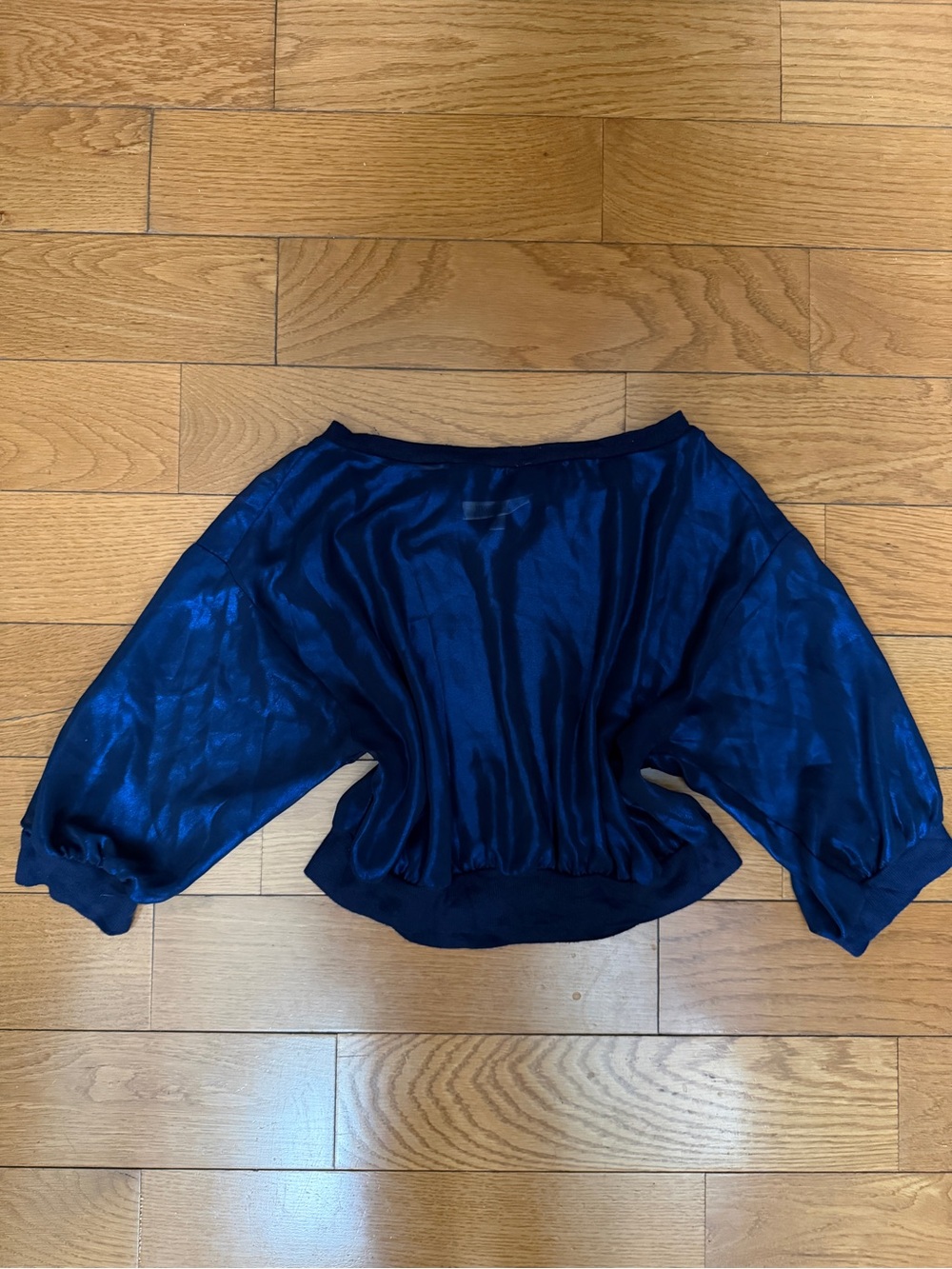 Jennifer Lopez Shimmery Navy Dolman Sleeve Blouse